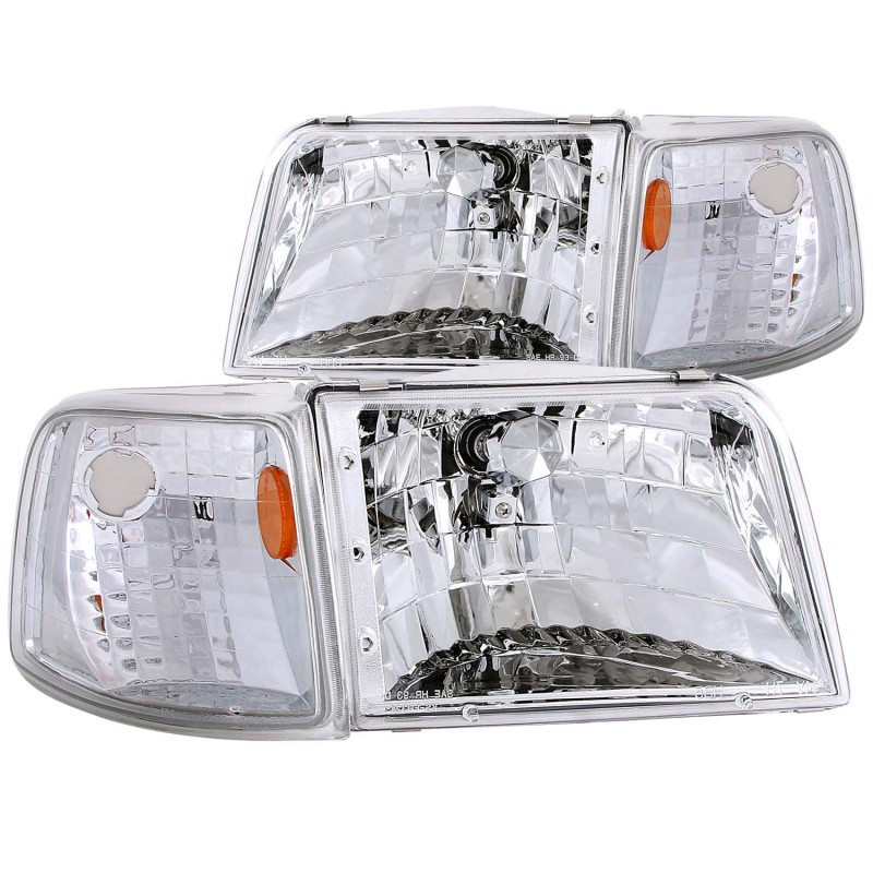 ANZO 1993-1997 Ford Ranger Crystal Headlights Chrome w/ Corner Lights 2pc thumbnail 3