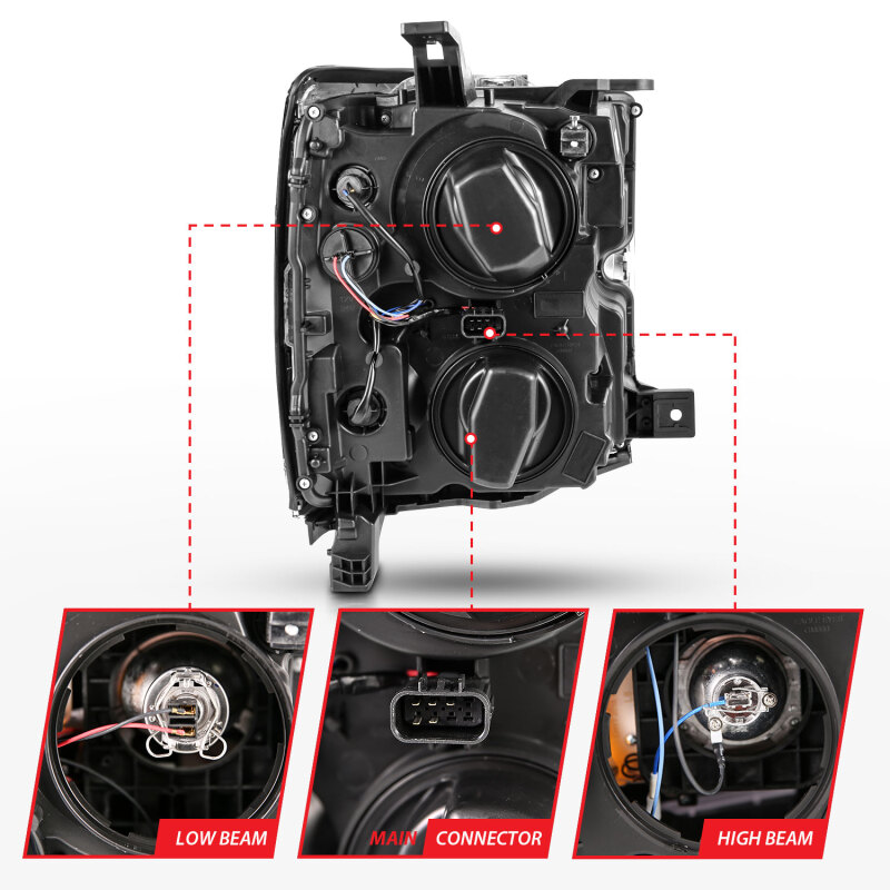 ANZO 2015-2016 Chevrolet Silverado Projector Headlights w/ Plank Style Design Black w/ Amber thumbnail 7