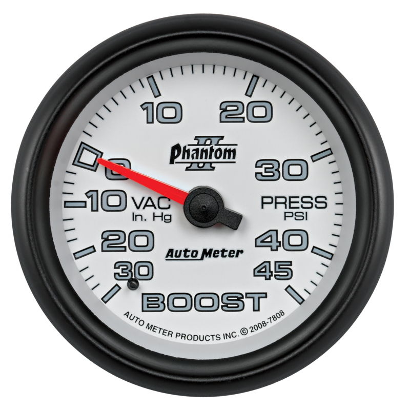 Autometer Phantom II 2-5/8in 30INHG-45PSI Phantom Mechanical Boost/Vacuum Gauge thumbnail 7