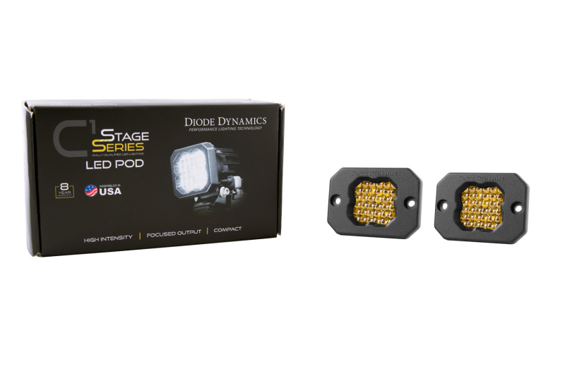 Diode Dynamics Stage Series C1 LED Pod Pro - Yellow Flood Flush ABL (Pair) thumbnail 8