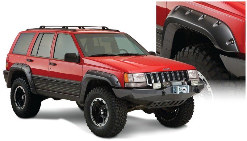 93-98 Jeep Grand Cherokee Cutout Style Flares 4pc - Black - Image 2