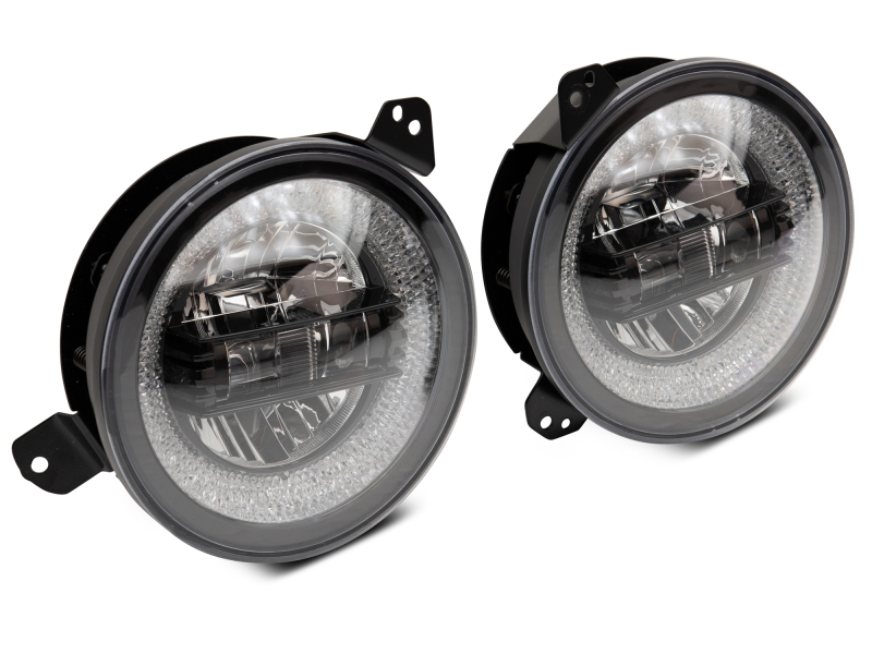 Raxiom 18-22 Jeep Wrangler JL/JT Axial 9-Inch LED Headlights w/RGB Halo- Black Housing (Clear Lens) thumbnail 6