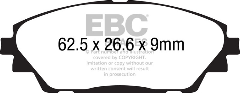 EBC 14+ Mazda 3 2.0 (Japan Build) Ultimax2 Front Brake Pads thumbnail 5