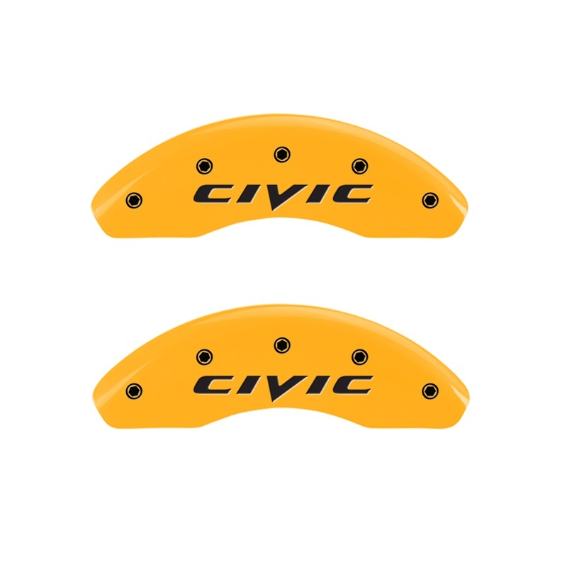 MGP 2 Caliper Covers Engraved Front 2015/Civic Yellow Finish Black Char 2011 Honda Civic thumbnail 4