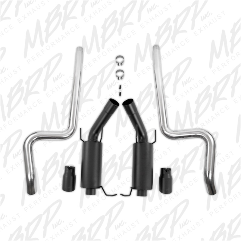 MBRP 11-14 Ford Mustang GT 5.0L 3in Cat Back Dual Split Rear Street Version 4in Tips - Black thumbnail 6
