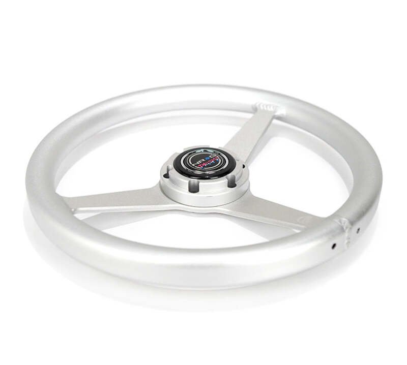 NRG Aluminum Steering Wheel 330mm - Heritage Solid Spoke - Ergonomic Grip - Anadized Silver thumbnail 2