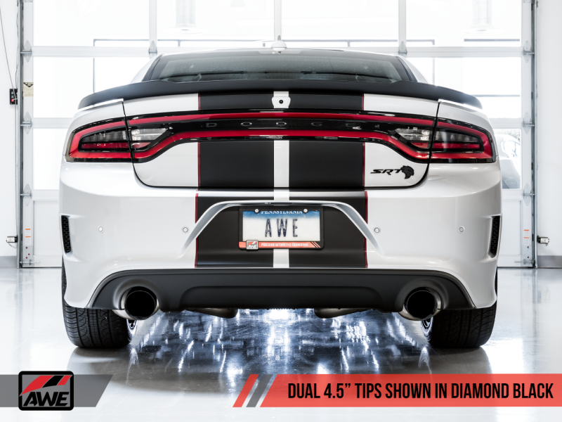 AWE Tuning 2015+ Dodge Charger 6.4L/6.2L Non-Resonated Touring Edition Exhaust - Diamond Blk Tips thumbnail 5