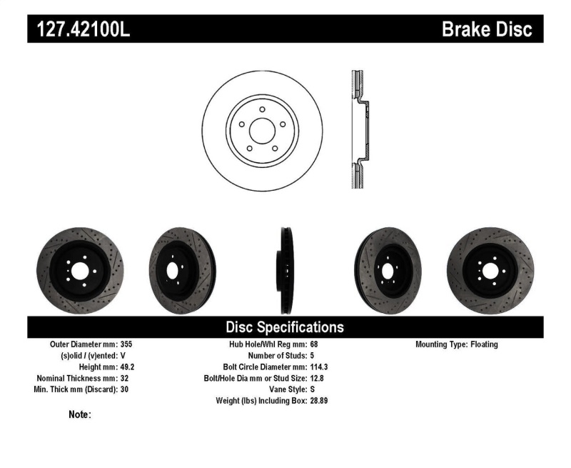 StopTech Infiniti G37 / Nissan 370Z SportStop Slotted & Drilled Front Left Rotor thumbnail 4
