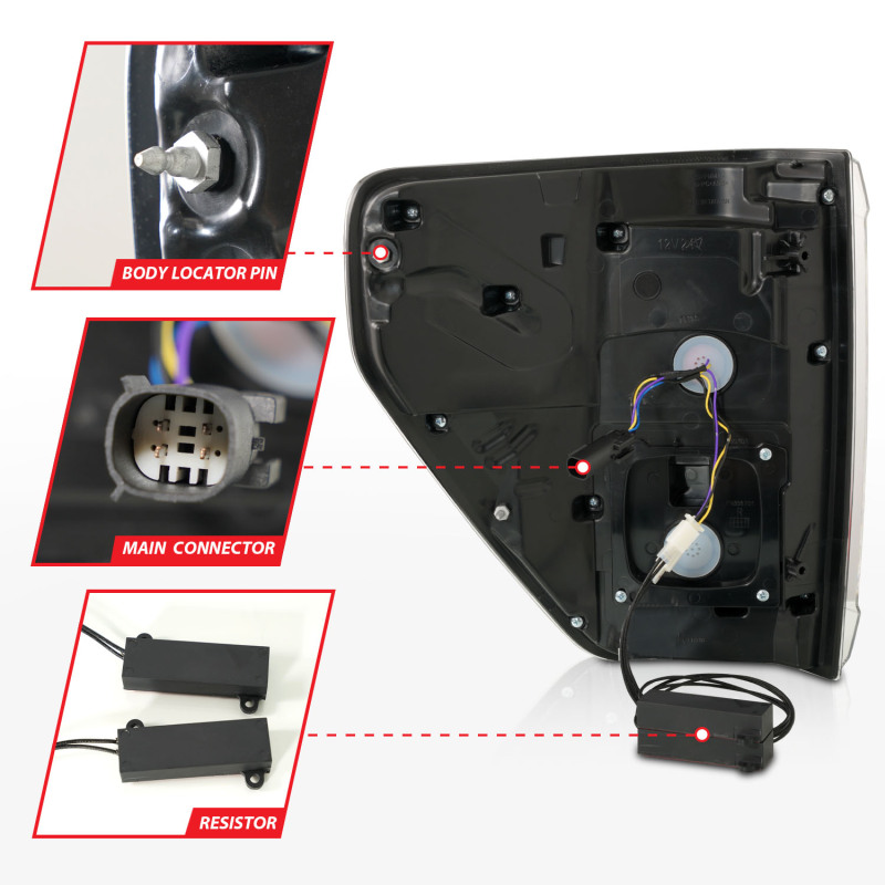 ANZO 21-23 Ford F-150 LED Taillights Seq. Signal w/BLIS Cover - Smoke Blk (For Factory Halogen ONLY) thumbnail 9