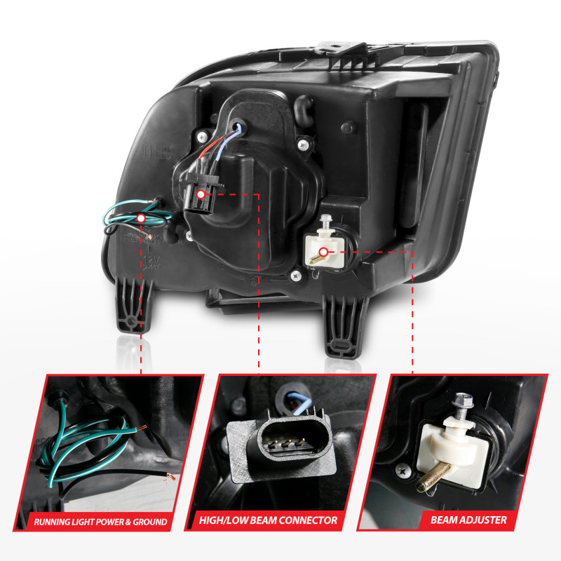 ANZO 05-09 Ford Mustang (w/Factory Halogen HL Only) Projector Headlights w/Light Bar Chrome Housing thumbnail 8