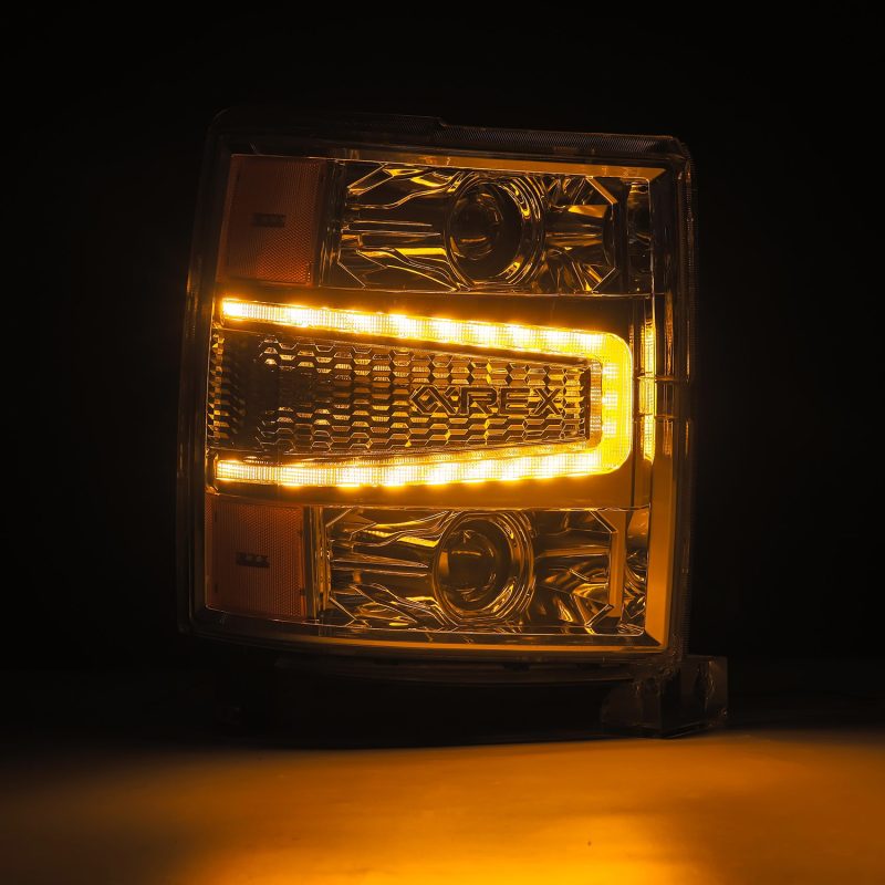 AlphaRex 14-15 Chevy 1500 PRO-Series Projector Headlights Chrome w/Sequential Signal & DRL thumbnail 6