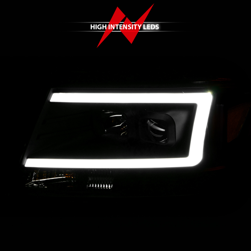 ANZO 2004-2008 Ford F-150 Projector Headlights w/ Light Bar Black Housing thumbnail 8
