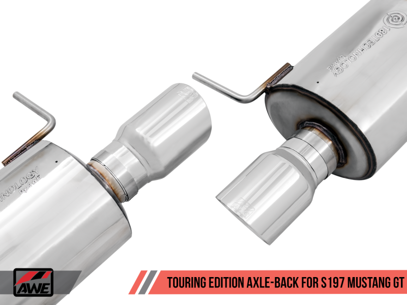 AWE Tuning S197 Mustang GT Axle-Back Exhaust - Touring Edition (Chrome Silver Tips) thumbnail 3
