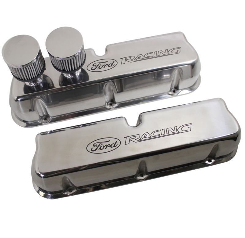 Ford Performance Parts Circle Track Valve Covers M-6582-CT2 Covers, Perimeter Bolt Mounting, Cast Aluminum, Polished, Racing Logo, Ford, 289, 302, 351W, Pair thumbnail 2