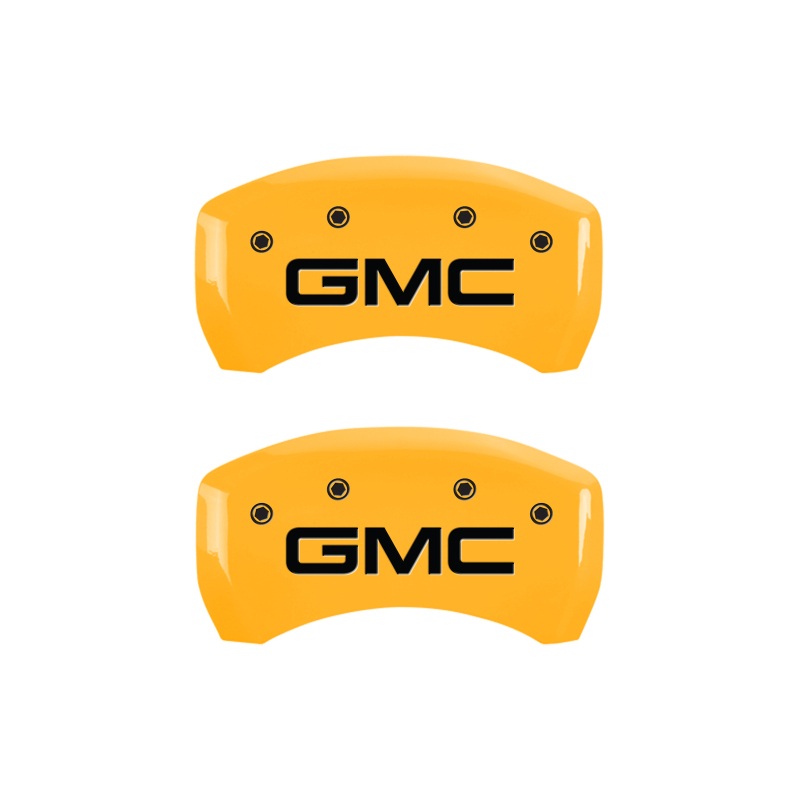 MGP 4 Caliper Covers Engraved Front & Rear GMC Yellow finish black ch thumbnail 9