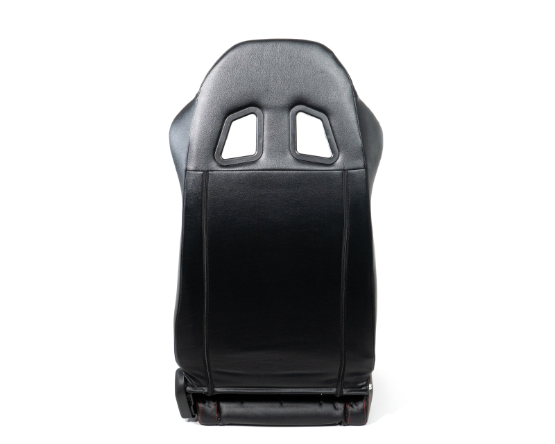 NRG Reclinable Racing Seats (Pair) Black Leather w/NRG Logo Red Stitch thumbnail 7