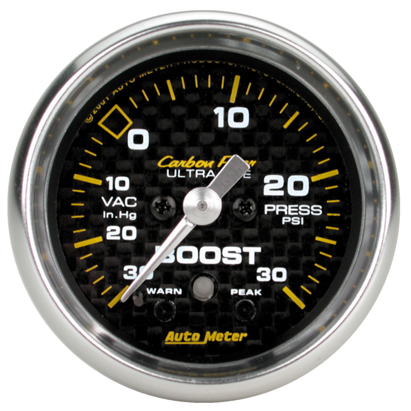 Autometer Carbon Fiber 52mm 30 PSI Electronic Boost gauge thumbnail 3
