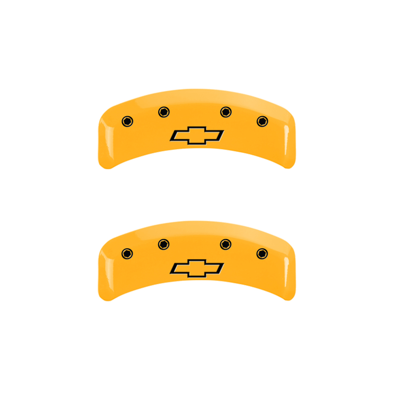 MGP 4 Caliper Covers Engraved Front & Rear Bowtie Yellow Finish Black Char 1997 Chevrolet Camaro thumbnail 5
