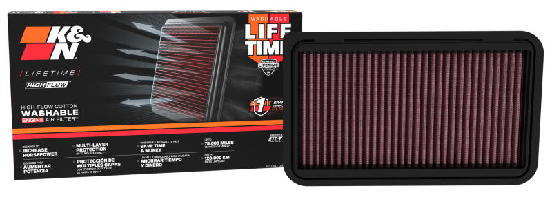 K&N 01-06 Toyota Camry / 04-10 Sienna / 01-09 Highlander / 03-06 Lexus RX330 Drop In Air Filter