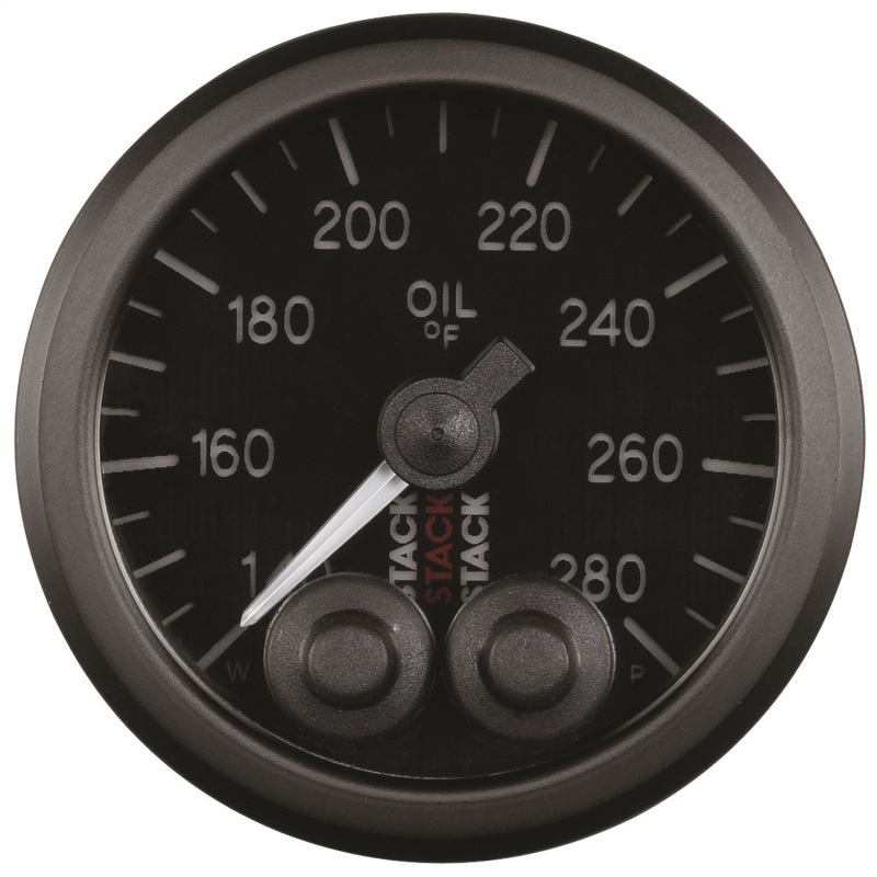Autometer Stack Instruments 52mm 140-280 Deg F 1/8in NPTF Male Pro Control Oil Temp Gauge - Black thumbnail 2