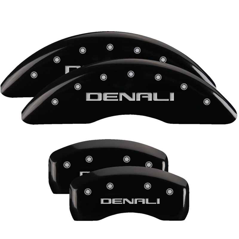 MGP 4 Caliper Covers Engraved Front & Rear Denali Black finish silver ch thumbnail 5