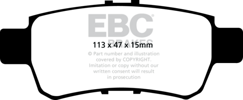 EBC 05-10 Honda Odyssey 3.5 Yellowstuff Rear Brake Pads thumbnail 6