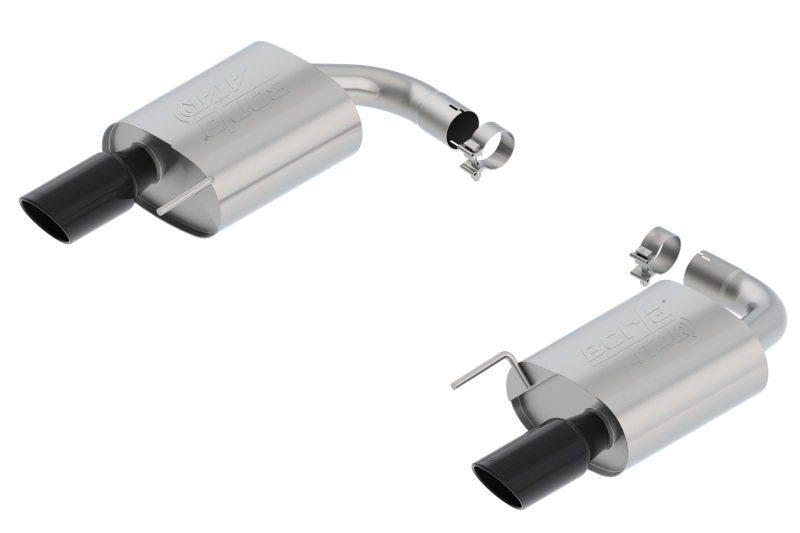 Borla Atak S Rear Section 15-17 Ford Mustang GT 5.0L V8 MT/AT 2.5in pipe 4in tip (Black Chrome) thumbnail 4