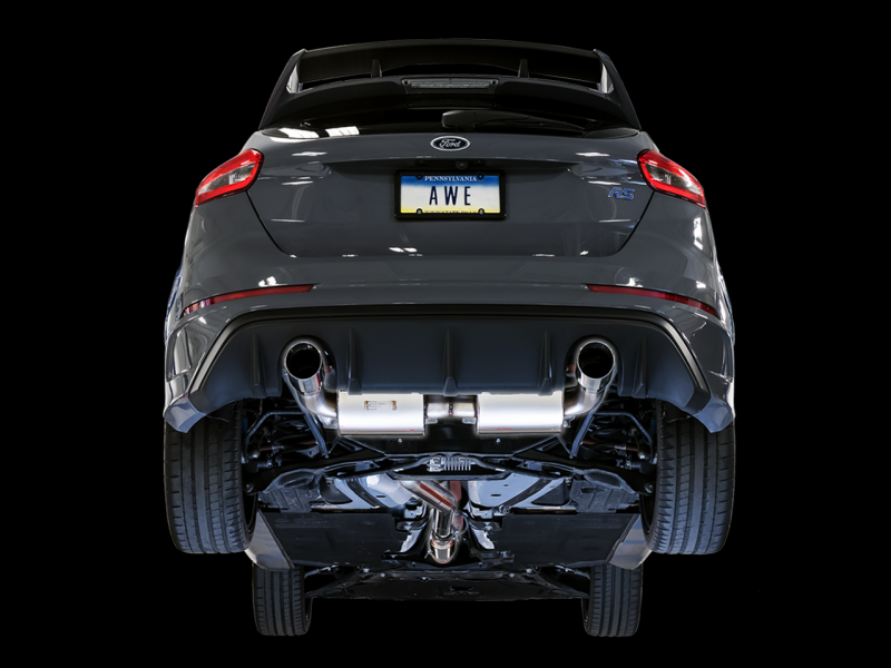 AWE Tuning Ford Focus RS Touring Edition Cat-Back Exhaust- Resonated - Chrome Silver Tips thumbnail 8