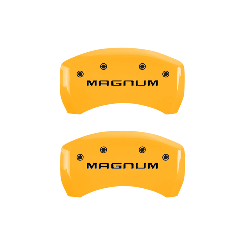 MGP 4 Caliper Covers Engraved Front & Rear Magnum Yellow Finish Black Char 2006 Dodge Charger thumbnail 9