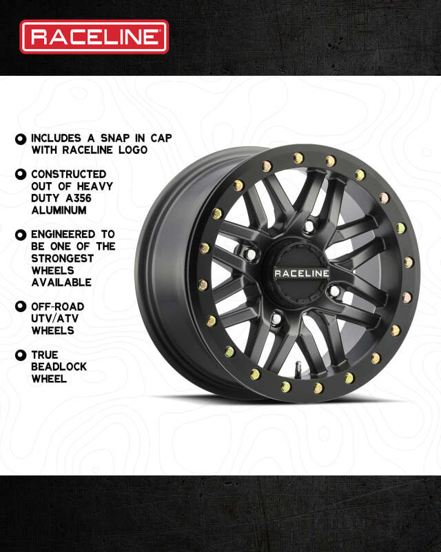 Raceline A91G Ryno 15x10in/4x156 BP/0mm Offset/132.5mm Bore - Gunmetal & Black Ring Beadlock Wheel thumbnail 5