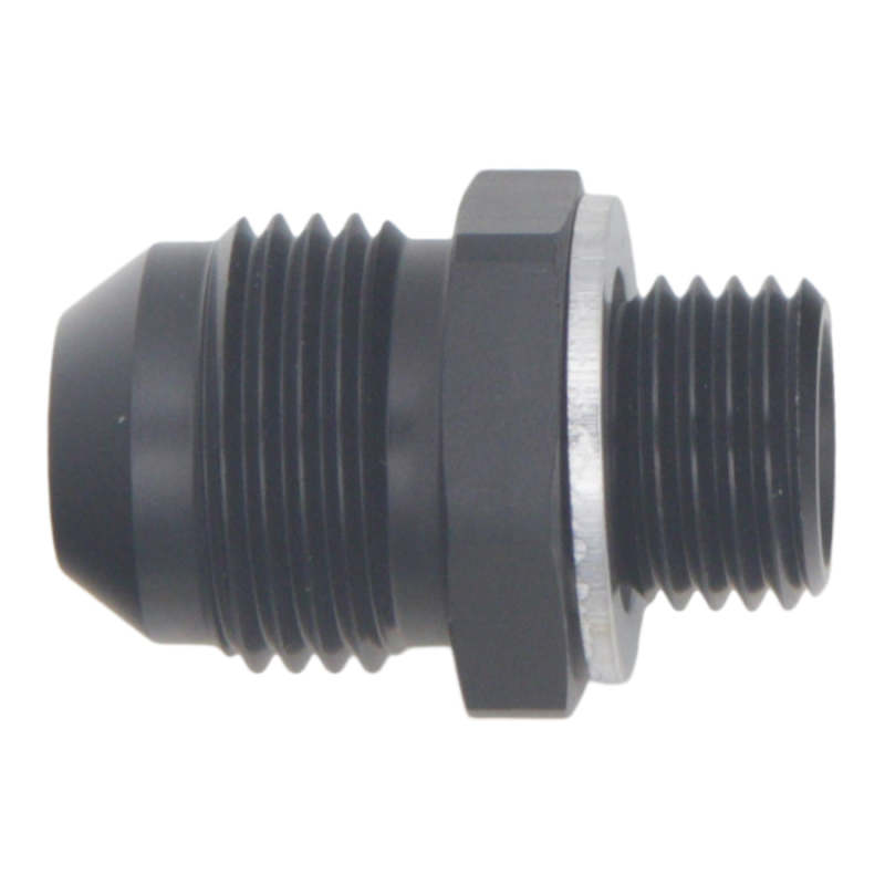 DeatschWerks 8AN Male Flare to M14 X 1.5 Male Metric Adapter (Incl Washer) - Anodized Matte Black thumbnail 2