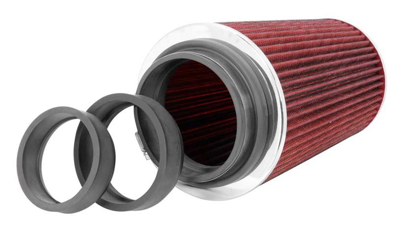 K&N Universal Air Filter Chrome Round Tapered Red - 4in Flange ID x 1.125in Flange Length x 9.5in H thumbnail 3