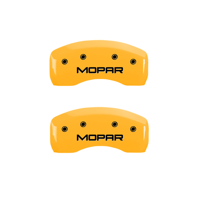 MGP 4 Caliper Covers Engraved Front & Rear MOPAR Yellow finish black ch thumbnail 9