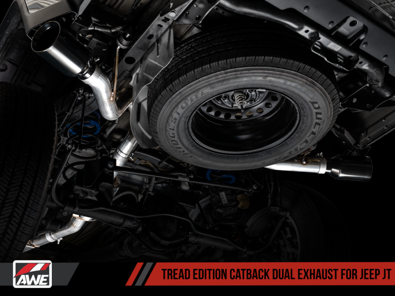 AWE Tuning 20-21 Jeep Gladiator JT 3.6L Tread Edition Cat-Back Dual Exhaust - Diamond Black Tip thumbnail 5