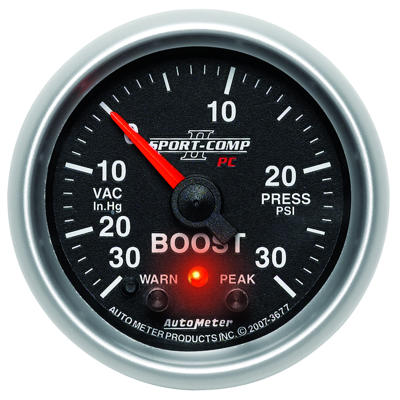 Autometer Sport-Comp II 52mm 30 IN HG / 30 PSI Electronic Boost/Vacuum Gauge