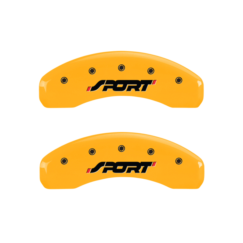 MGP 4 Caliper Covers Engraved Front & Rear SPORT Yellow finish black ch thumbnail 9