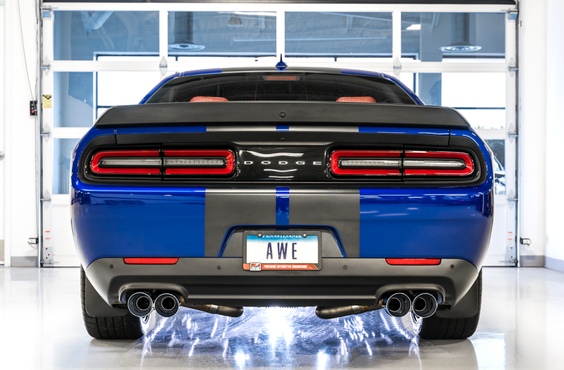 AWE Tuning 2017+ Dodge Challenger 5.7L Track Edition Exhaust - Chrome Silver Quad Tips thumbnail 8
