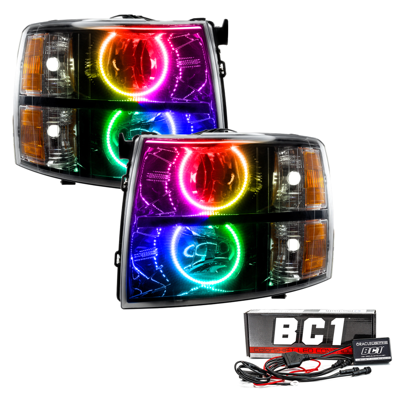 Oracle 07-13 Chevy Silverado SMD HL - Blk - Round Style - ColorSHIFT w/ BC1 Controller thumbnail 2