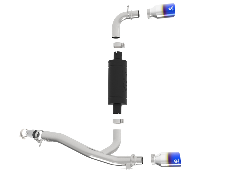 aFe Takeda 3in 304 SS Axle-Back Exhaust System w/ Blue Flame Tip 16-18 Ford Focus RS 2.3L (t) thumbnail 8