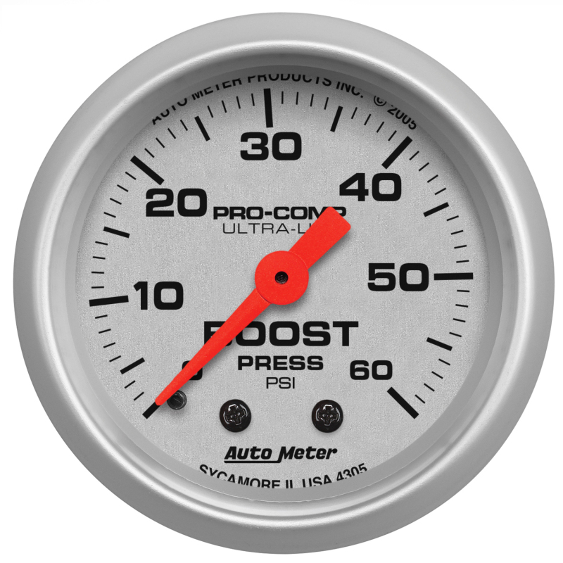 Autometer Ultra-Lite 52mm 60 PSI Mechanical Boost Gauge thumbnail 2
