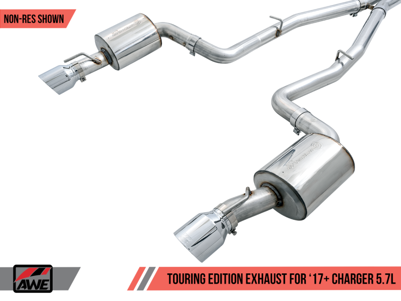 AWE Tuning 2017+ Dodge Charger 5.7L Touring Edition Exhaust - Non-Resonated - Chrome Silver Tips thumbnail 8