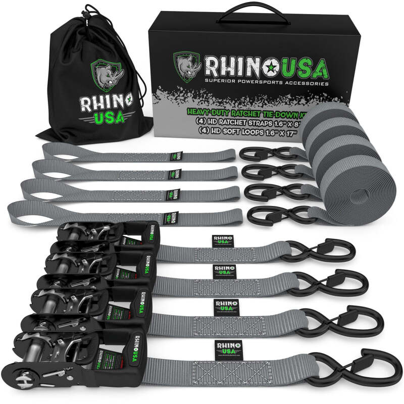 Rhino USA Heavy Duty Ratchet Tie-Down 4-Pack (Gray) 1.6In X 8Ft
Tie Down