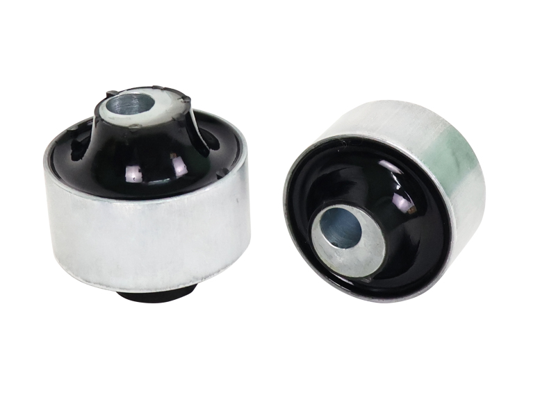Dual-offset caster bushings for improved steering feel