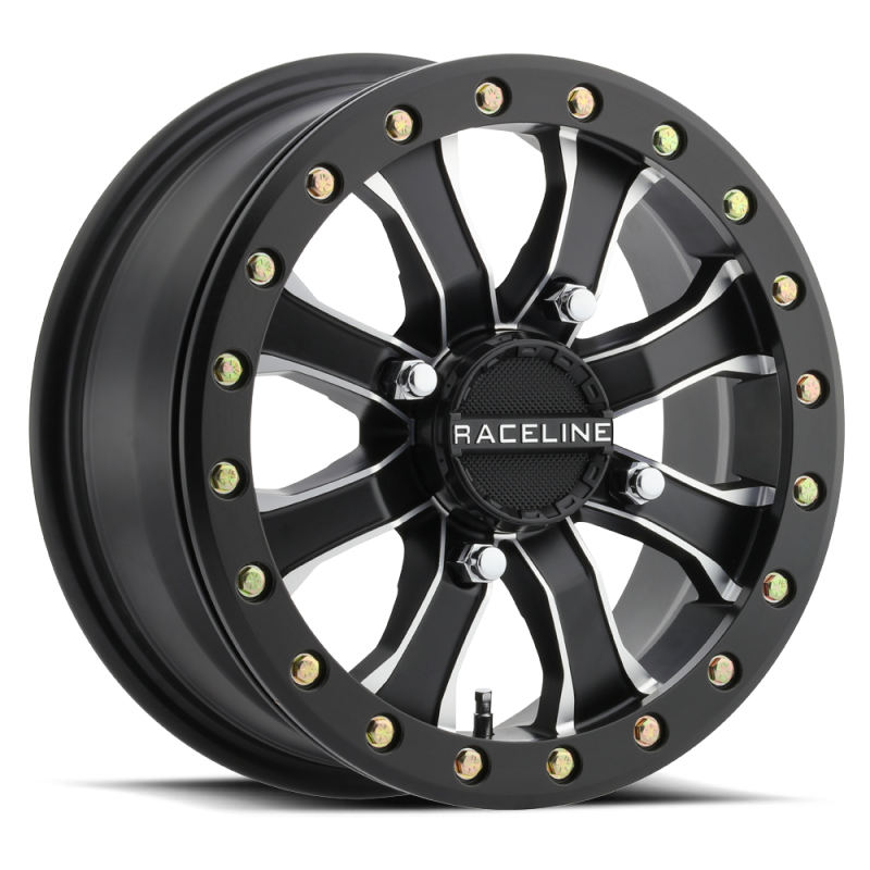 Raceline A71MB Mamba 14x6in/4x137 BP/40mm Offset/110.18mm Bore - Black & Machined Beadlock Wheel thumbnail 2