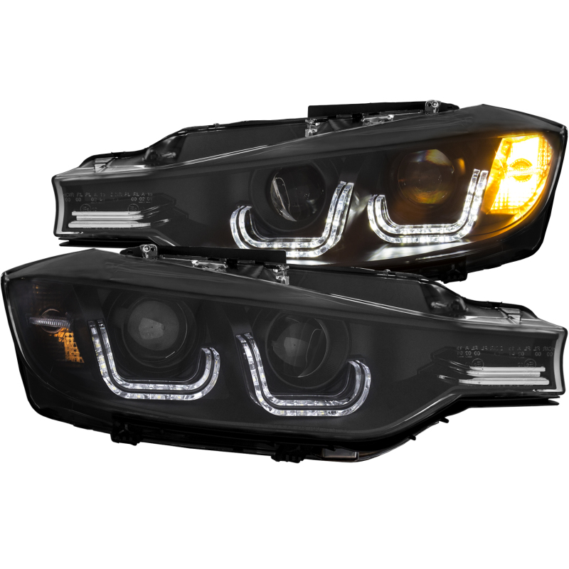 ANZO 2012-2015 BMW 3 Series Projector Headlights w/ U-Bar Black thumbnail 5