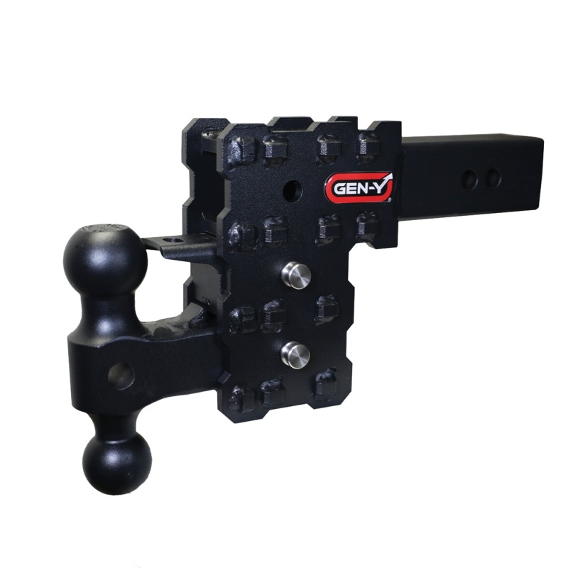 Gen-Y Phantom-X 2.5in Solid Shank 5in Drop 1.6K TW 16K Hitch w/GH-051 Dual-Ball & GH-032 Pintle Lock
Drop Hitch