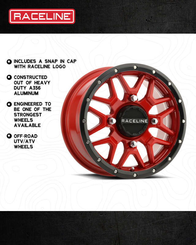 Raceline A94R Krank 14x7in / 4x156 BP / 38mm Offset / 132.5mm Bore - Red & Black Lip Wheel thumbnail 4