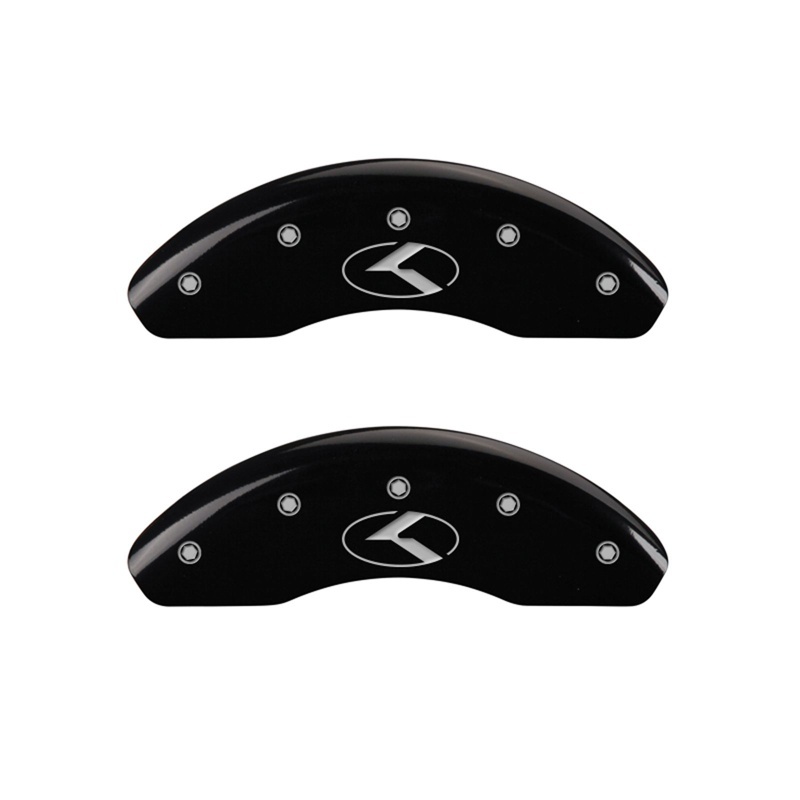 MGP 2 Caliper Covers Engraved Front Circle K/Kia Black Finish Silver Char 2018 Kia Rio thumbnail 3