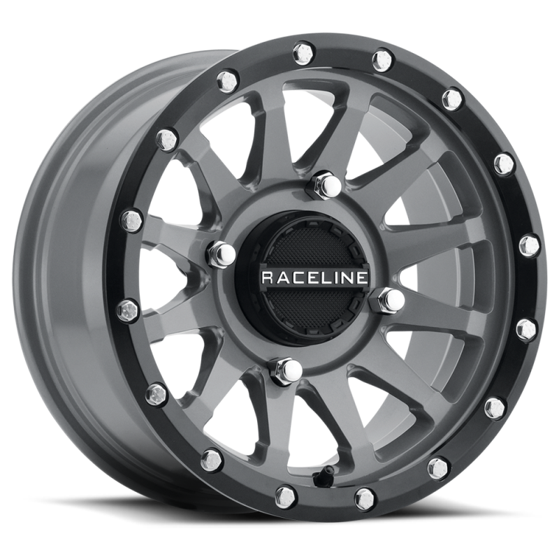 Raceline A95SG Trophy 14x7in / 4x110 BP / 10mm Offset / 83.8mm Bore - Grey & Black Lip Wheel thumbnail 2
