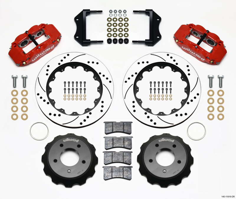 Wilwood Narrow Superlite 6R Front Hat Kit 14.00in Drilled Red 84-87 Corvette C4